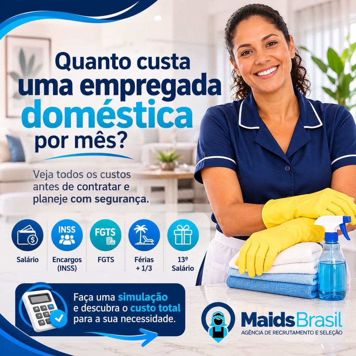 Quanto Custa uma Empregada Doméstica em 2026? Simule